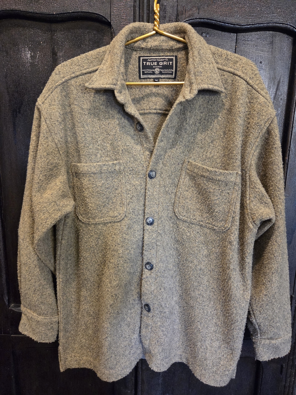 True Grit Men's Brown Wool-Blend Shirt Jacket (Medium)